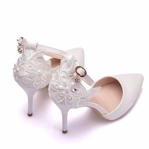 shoes bridal shoes pointed sweet wild single